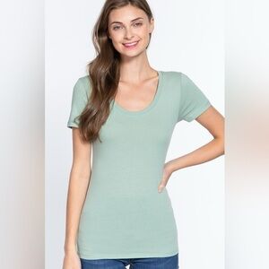 2/$5 Sale - Mint Green Short Sleeve Spandex Tee